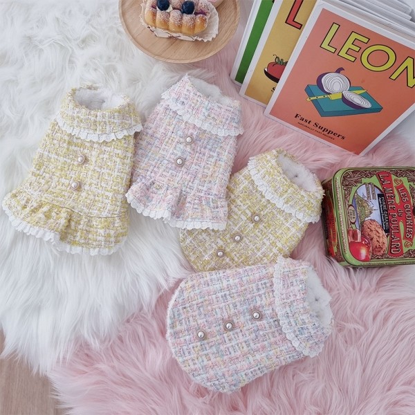 페오펫몰,키덕키덕 | 자체제작 강아지 겨울옷 캔디 트위드 자켓 - 레몬