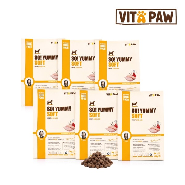 페오펫몰,[6포대] 비타파우 쏘야미 소프트 치킨&크릴 반습식사료 1.2kg [최저가]