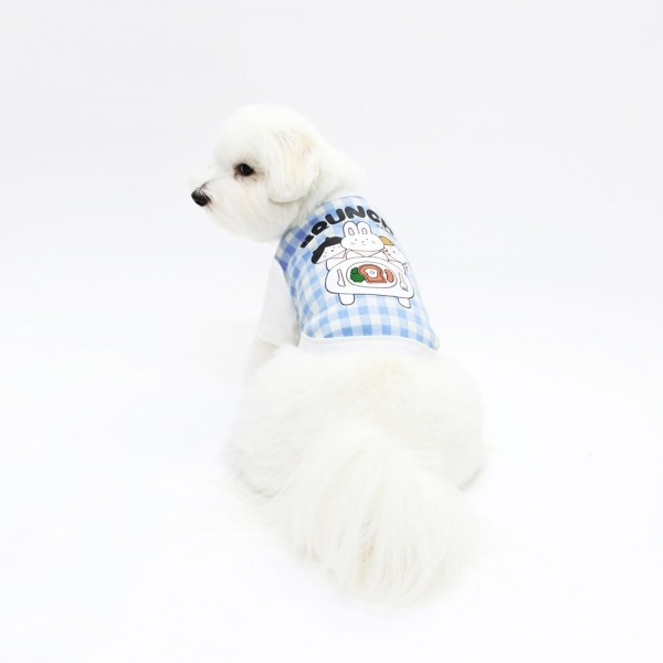 페오펫몰,[양육비특가] 키니키니 브런치 체크 반팔티 (블루)