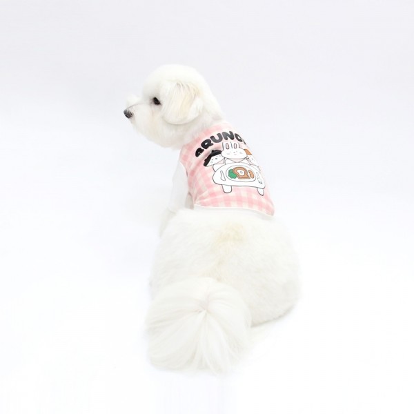 페오펫몰,[양육비특가] 키니키니 브런치 체크 반팔티 (핑크)