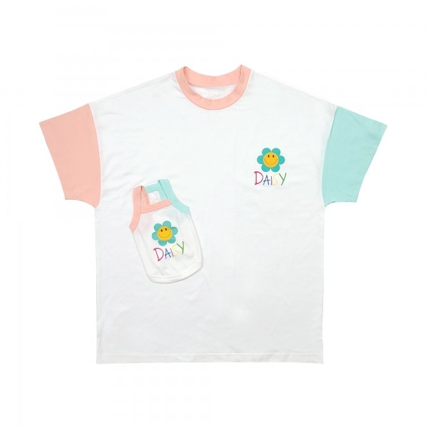 페오펫몰,그루밍독 반려동물 커플룩 (아이&견주) 스마일 데이지 나시 & 티셔츠 S-2XL, 1 color