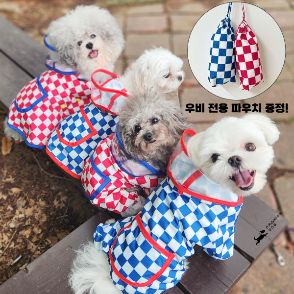 페오펫몰,[패션독]강아지옷,강아지패션,애견의류,애견패션,비옷, 체커보드우비판초&올인원