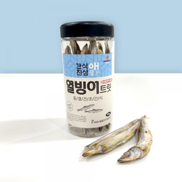 페오펫몰,개과천선 간식애진심 국내생산 동결 건조 애견 간식 열빙어 트릿 80g
