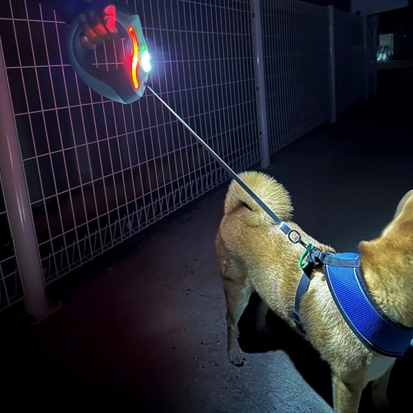 페오펫몰,개과천선 강아지 LED 물방울 자동 리드줄 3M