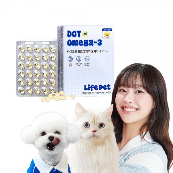 페오펫몰,[보름달특가]라이프펫 강아지 고양이 도트 알티지 오메가3 100mg 90캡슐