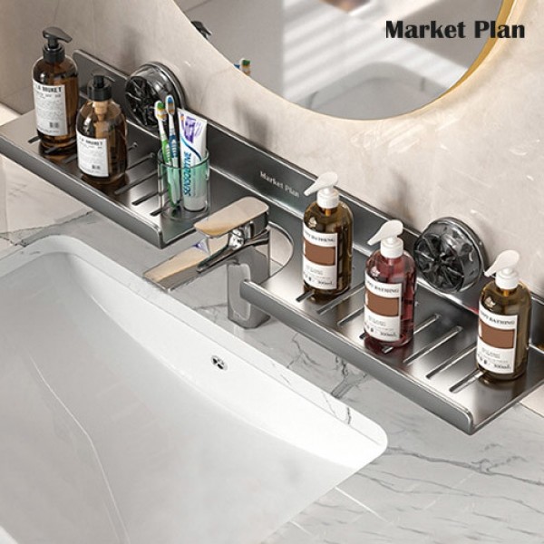 [반려인혜택]마켓플랜 심플 무타공 다용도 배수홀 욕실 선반 2p