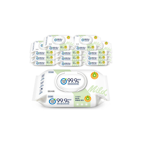 페오펫몰,[따스한특가][반려인혜택]깨끗한나라 클린 손소독티슈 마일드 캡형 60매 12개