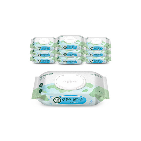 페오펫몰,[반려인혜택]깨끗한나라 생분해 물티슈 에코 캡형 70매 10개