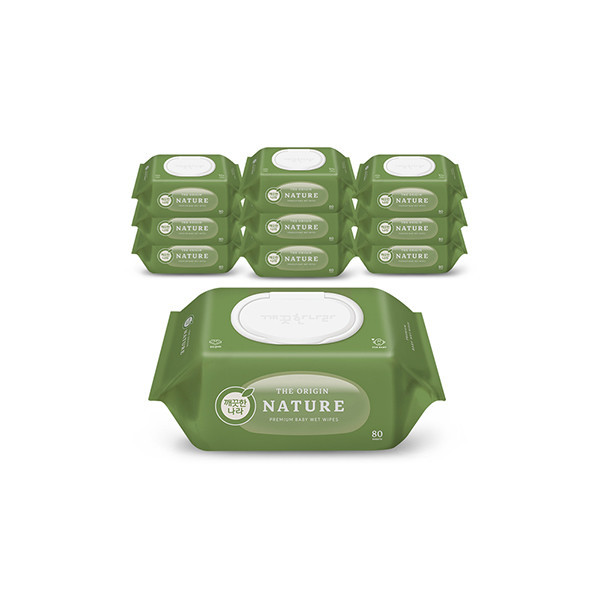 페오펫몰,[따스한특가][반려인혜택]깨끗한나라 베이비 케어 디 오리진 물티슈 네이처 80매 10개