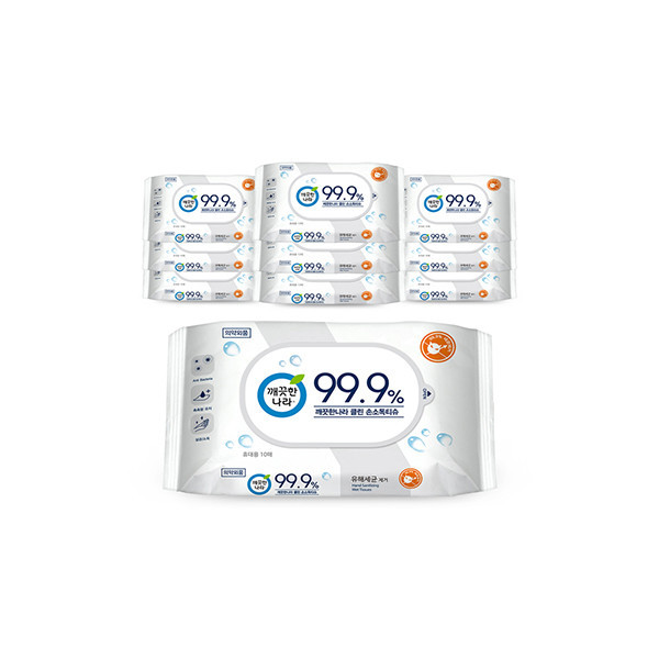 페오펫몰,[반려인혜택]깨끗한나라 클린 손소독티슈 휴대용 10매 10개