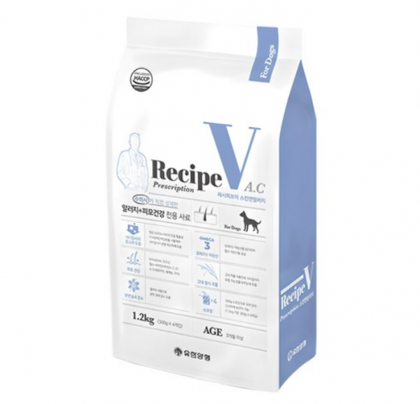 페오펫몰,[유한양행레시피브이] 강아지 처방식 사료 피부/피모+알러지 1.2kg [반려동물]