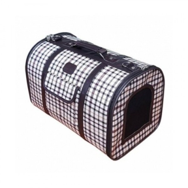 페오펫몰,[도기프랜드] 체크무늬 이동가방 브라운 [반려동물]
