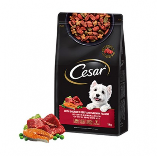 페오펫몰,[시저] 사료 가든야채가 곁들여진 연어와 쇠고기 건사료 1KG [반려동물]