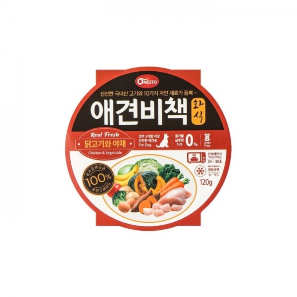 페오펫몰,[애견비책] 화식사료 닭고기,야채 120g [최저가]