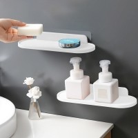 마켓플랜 심플 무타공 부착 욕실 미니 트레이 선반 2p