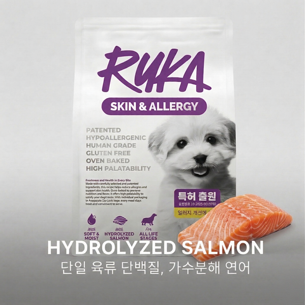 페오펫몰,[대용량 특가] 루카 스킨 앤 알러지 강아지 가수분해 연어 눈물 소프트 사료 1kg, 12개