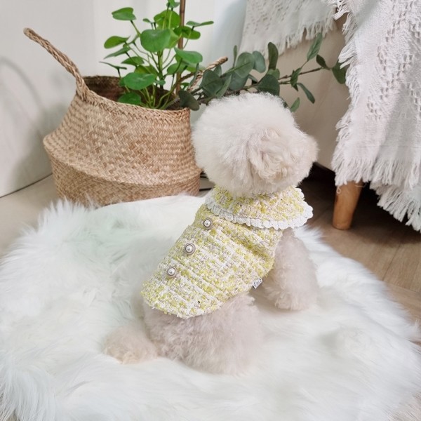 페오펫몰,키덕키덕 | 자체제작 강아지 겨울옷 캔디 트위드 자켓 - 레몬