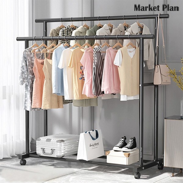 페오펫몰,[반려인혜택]마켓플랜 플로어 이동식 스탠드 더블 행거