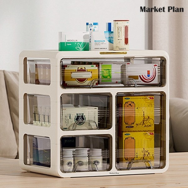 페오펫몰,[반려인혜택]마켓플랜 레이어드 다용도 대용량 3단 수납함