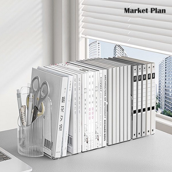 페오펫몰,[반려인혜택]마켓플랜 투명 아크릴 책꽂이 펜꽂이