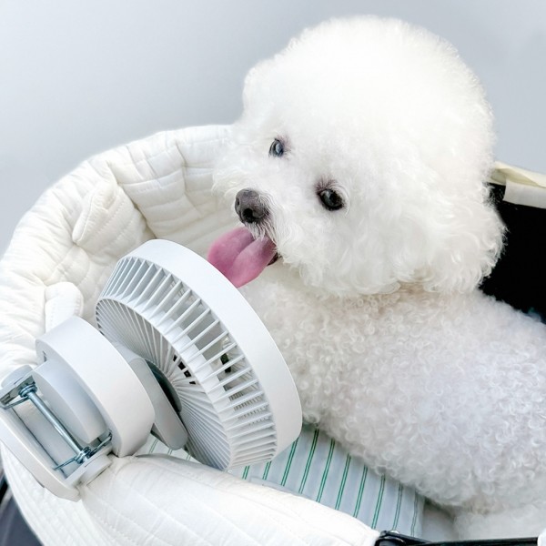 페오펫몰,폼포라펫 휴대용 선풍기 F2 무선 탁상용 강아지 유모차 집게 클립형 자동 회전 써큘레이터