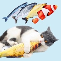 크레용펫 고양이 캣닢 쿠션 대왕 물고기 인형