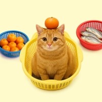 크레용펫 냥냥 소쿠리 바구니 (2color)