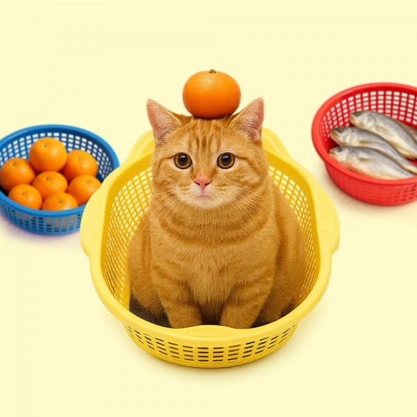 페오펫몰,크레용펫 냥냥 소쿠리 바구니 (2color)