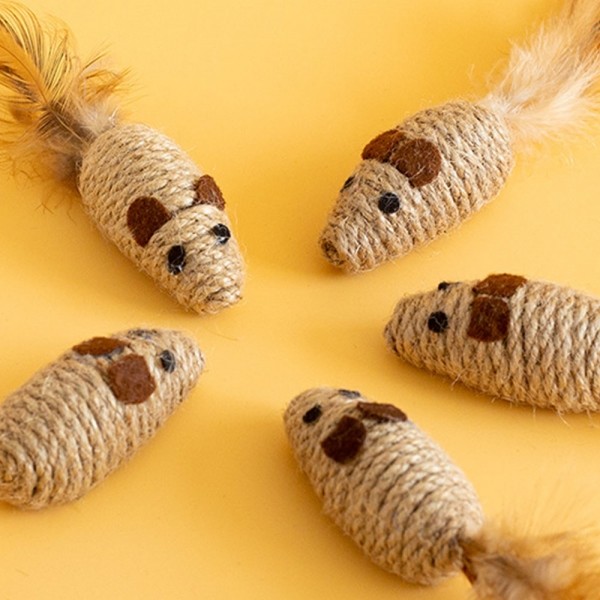 페오펫몰,크레용펫 네추럴 사이잘 로프 장난감 쥐 공 5종 모음