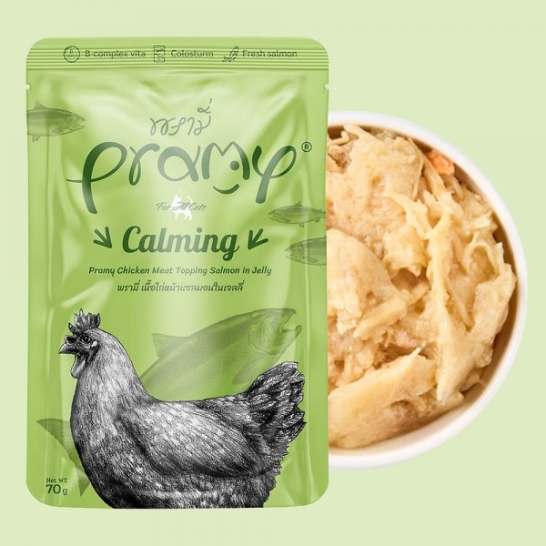 프라미 습식 파우치 간식 카밍 치킨살몬젤리 70g