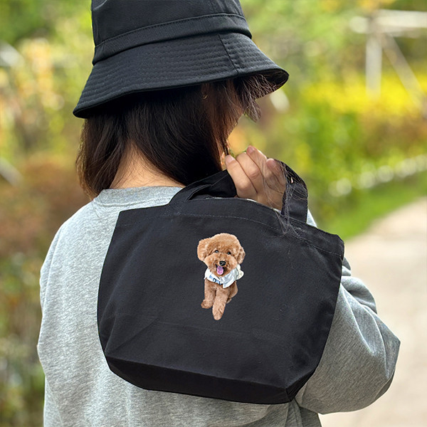 [반려인혜택]반려동물 강아지 고양이 사진 그림 커스텀 주문제작 소형 캔버스 에코백 (6컬러)