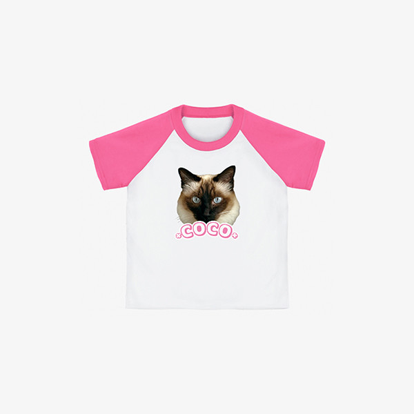 페오펫몰,[반려인혜택]반려동물 강아지 고양이 사진 그림 커스텀 주문제작 키즈 래글런 티셔츠