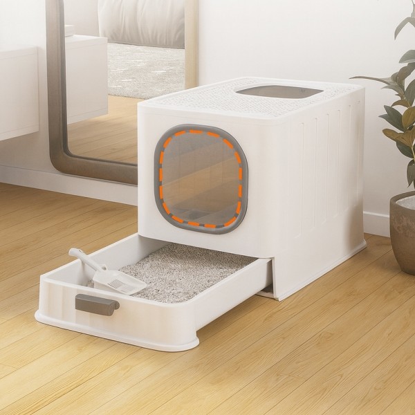 페오펫몰,레드퍼피 알루너 고양이화장실 스텐고양이화장실 위생용품 화장실