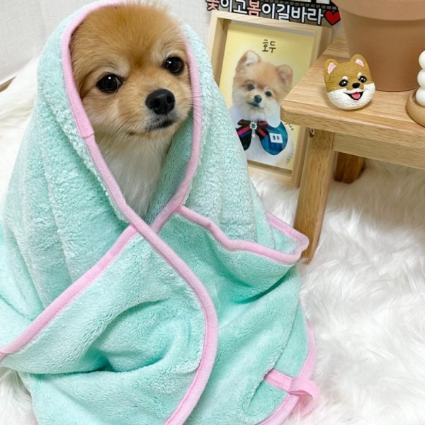 [무럭무럭특가]로이코 초극세사 핸드포켓 펫타올 강아지 고양이 수건 목욕 애견타월(~30kg 반려동물용)