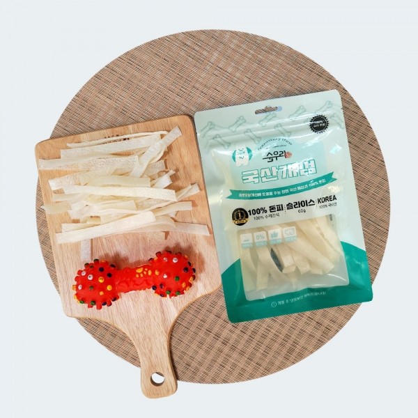 페오펫몰,[순우리] 100% 돈피 천연 콜라겐 국산개껌 슬라이스 60g