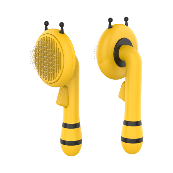 페오펫몰,[신나고신나개] 꿀벌 원터치 펫 슬리커 브러쉬 강아지 고양이 빗 [최저가]