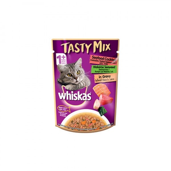 페오펫몰,위스카스 테이스티믹스 씨푸드 칵테일과 미역 70g [최저가]