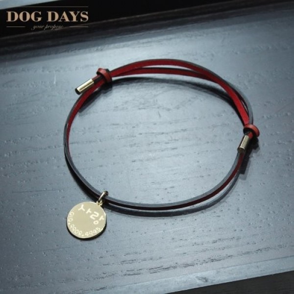 페오펫몰,DOG DAYS 네임텍 가죽 목걸이 레드(초소형_초대형)