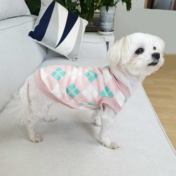 페오펫몰,아가일티셔츠 강아지옷 실내복 강아지명품옷 애견옷