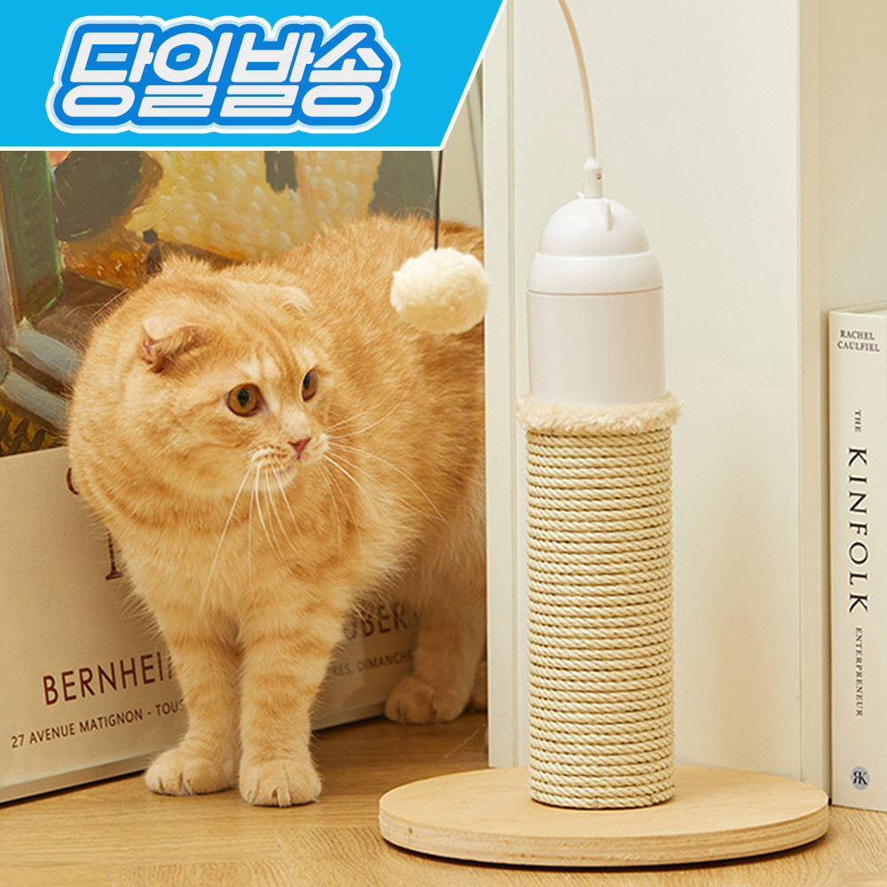 페오펫몰,펫토리아 한발뚝딱 자동 토퍼 장난감 포스트 스크래쳐 화이트