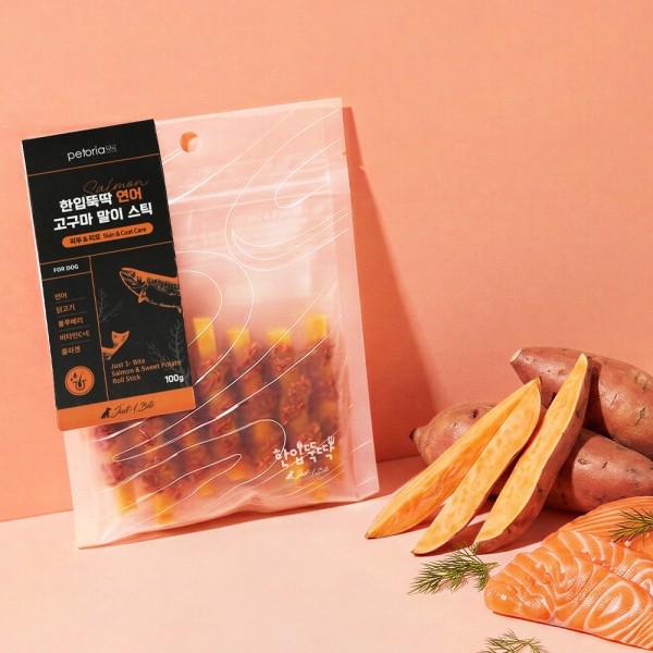 페오펫몰,펫토리아 한입뚝딱 강아지 고구마 말이 스틱 100g (6개입)