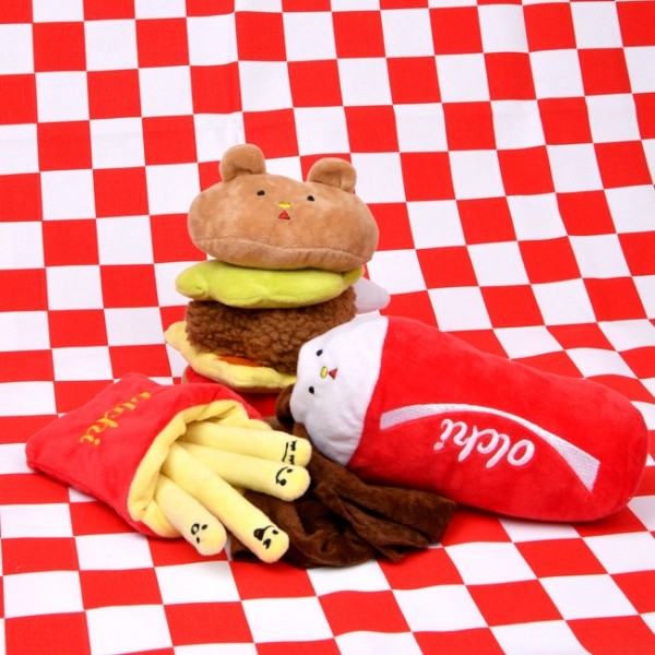 페오펫몰,올치 강아지 터그 장난감 파이브도그즈 햄버거 세트 (햄버거,감자튀김,콜라)