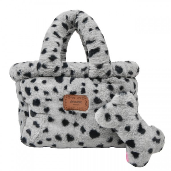 페오펫몰,퍼피아 강아지 편안한 호피 퍼 바구니 가방