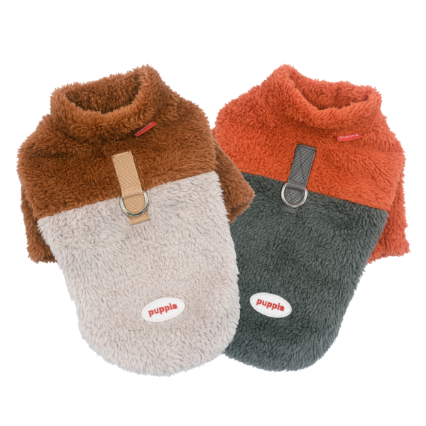 페오펫몰,#신상특가 퍼피아 따뜻한 투톤배색 겨울외출용 릿지 플리스 2종