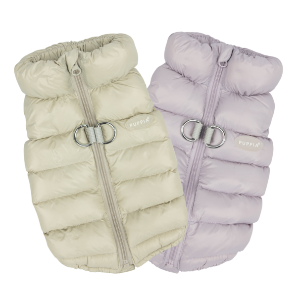 페오펫몰,#신상특가 퍼피아 가볍고 따뜻한 하네스 일체형 코튼 캔디 경량 패딩 조끼 2종