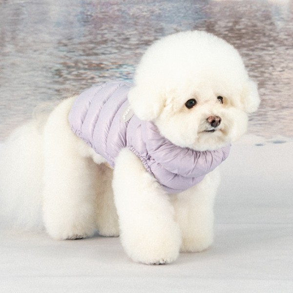 페오펫몰,#신상특가 퍼피아 가볍고 따뜻한 하네스 일체형 코튼 캔디 경량 패딩 조끼 2종