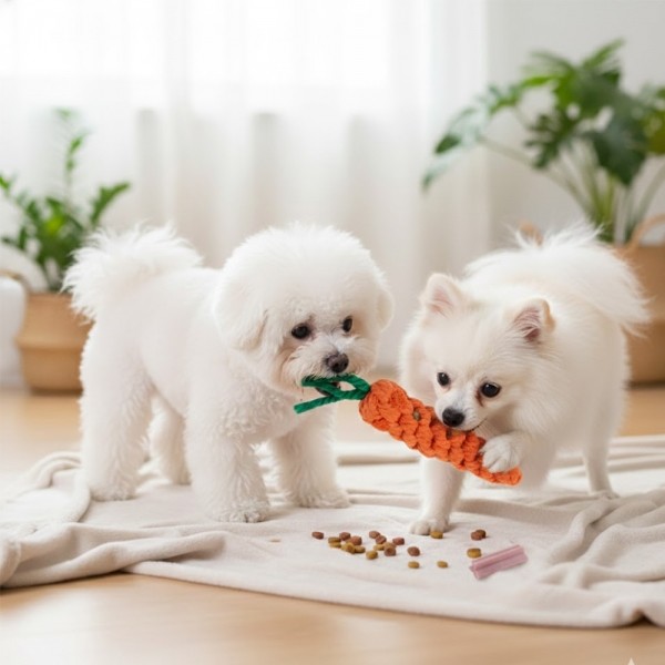 페오펫몰,튼튼한 면로프 강아지 노즈워크 당근 장난감 치석제거 터그놀이