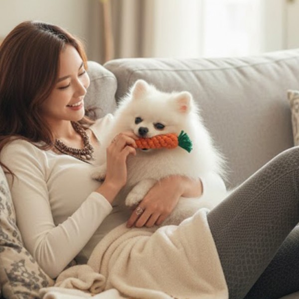 페오펫몰,튼튼한 면로프 강아지 노즈워크 당근 장난감 치석제거 터그놀이