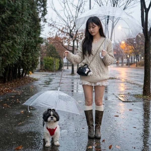 페오펫몰,예보들 강아지 우산 강아지산책 거꾸로우산 코스프레