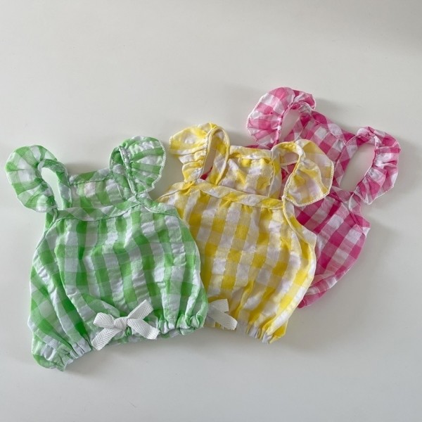 페오펫몰,그루밍독 지지미 체크 크롭티 나시 S~2XL, 3 colors